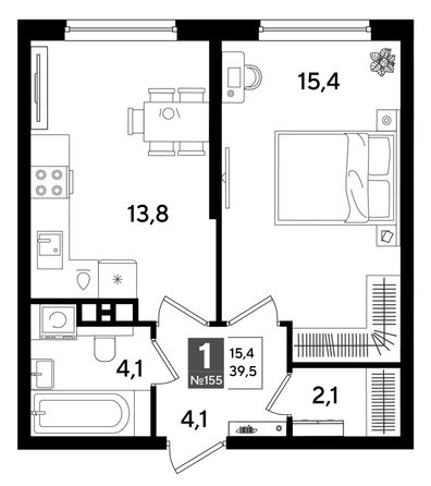 
  Продается 1-комн. квартира 39.5 м², в ЖК ДОГМА ПАРК, литера 16. Фото 1.