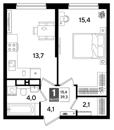 
  Продается 1-комн. квартира 39.3 м², в ЖК ДОГМА ПАРК, литера 16. Фото 1.