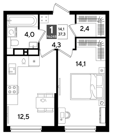 
  Продается 1-комн. квартира 37.3 м², в ЖК ДОГМА ПАРК, литера 16. Фото 1.