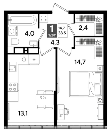 
  Продается 1-комн. квартира 38.5 м², в ЖК ДОГМА ПАРК, литера 16. Фото 1.