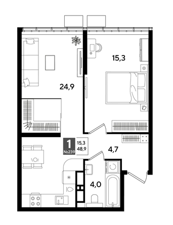 
  Продается 1-комн. квартира 48.9 м², в ЖК ДОГМА ПАРК, литера 19. Фото 1.