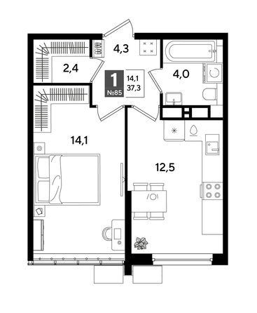 
  Продается 1-комн. квартира 37.3 м², в ЖК ДОГМА ПАРК, литера 18. Фото 1.