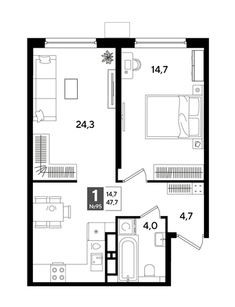 
  Продается 1-комн. квартира 47.7 м², в ЖК ДОГМА ПАРК, литера 18. Фото 1.