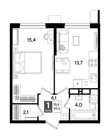 
  Продается 1-комн. квартира 39.3 м², в ЖК ДОГМА ПАРК, литера 18. Фото 1.