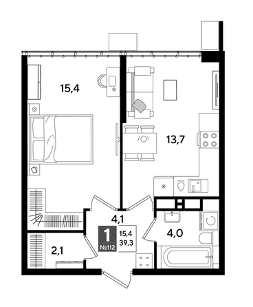 
  Продается 1-комн. квартира 39.3 м², в ЖК ДОГМА ПАРК, литера 18. Фото 1.