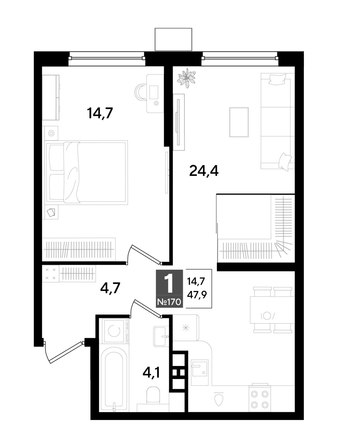 
  Продается 1-комн. квартира 47.9 м², в ЖК ДОГМА ПАРК, литера 18. Фото 1.