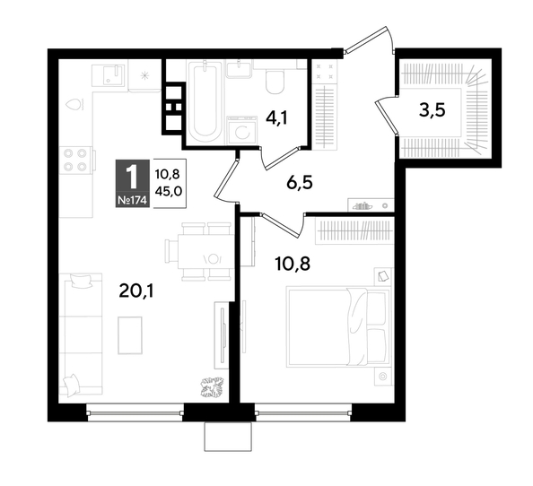 
  Продается 1-комн. квартира 45 м², в ЖК ДОГМА ПАРК, литера 18. Фото 1.