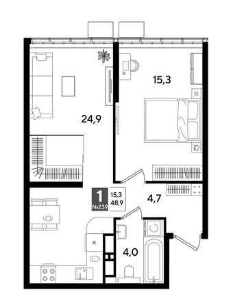 
  Продается 1-комн. квартира 48.9 м², в ЖК ДОГМА ПАРК, литера 18. Фото 1.