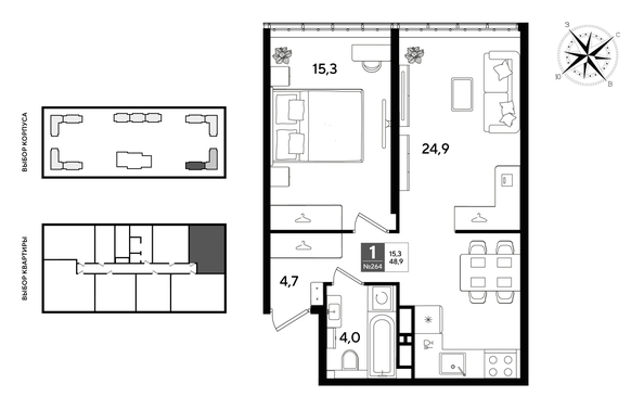 
  Продается 1-комн. квартира 48.9 м², в ЖК ДОГМА ПАРК, литера 21. Фото 1.