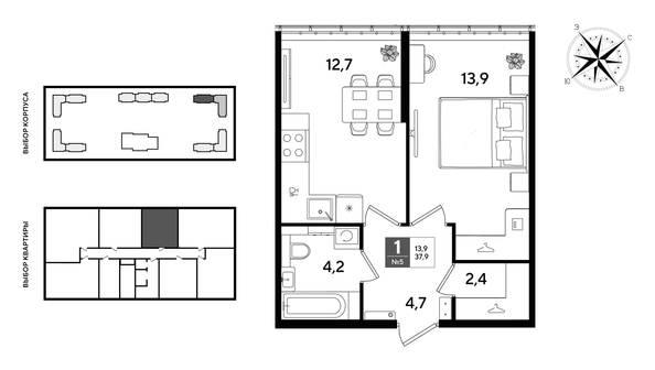 
  Продается 1-комн. квартира 37.9 м², в ЖК ДОГМА ПАРК, литера 22. Фото 1.