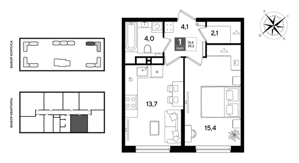 
  Продается 1-комн. квартира 39.3 м², в ЖК ДОГМА ПАРК, литера 22. Фото 1.