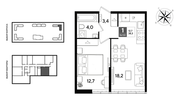 
  Продается 1-комн. квартира 38.3 м², в ЖК ДОГМА ПАРК, литера 22. Фото 1.