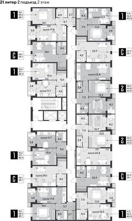 
  Продается 1-комн. квартира 48.7 м², в ЖК Парк Победы 2, литера 21. Фото 2.