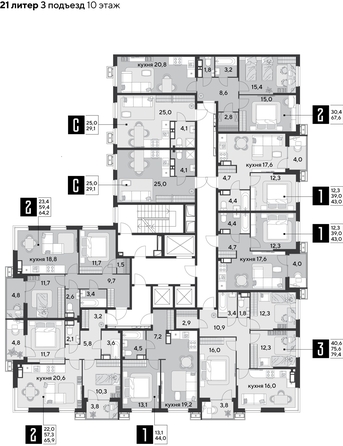 
  Продается 3-комн. квартира 79.4 м², в ЖК Парк Победы 2, литера 21. Фото 2.