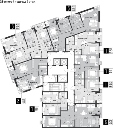 
  Продается 2-комн. квартира 75.6 м², в ЖК Парк Победы 2, литера 28. Фото 2.