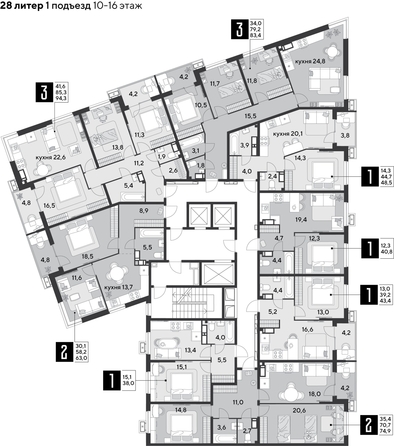
  Продается 3-комн. квартира 94.5 м², в ЖК Парк Победы 2, литера 28. Фото 2.