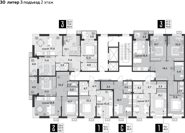 
  Продается 3-комн. квартира 93.4 м², в ЖК Парк Победы 2, литера 30. Фото 2.