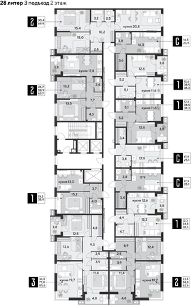 
  Продается 2-комн. квартира 63.6 м², в ЖК Парк Победы 2, литера 28. Фото 2.