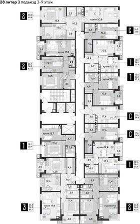 
  Продается 2-комн. квартира 69.4 м², в ЖК Парк Победы 2, литера 28. Фото 2.