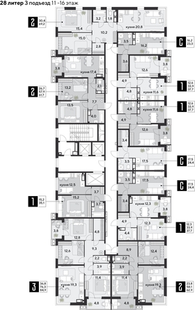 
  Продается 3-комн. квартира 84.9 м², в ЖК Парк Победы 2, литера 28. Фото 2.