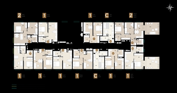 
  Продается 2-комн. квартира 66.2 м², в ЖК ГРЕЙД, литер 14. Фото 2.