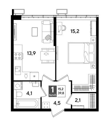 
  Продается 1-комн. квартира 39.8 м², в ЖК ДОГМА ПАРК, лит 20. Фото 1.