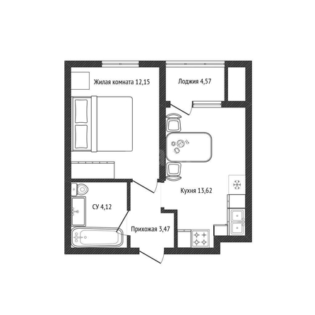 
  Продается 1-комн. квартира 33.2 м². Фото 1.