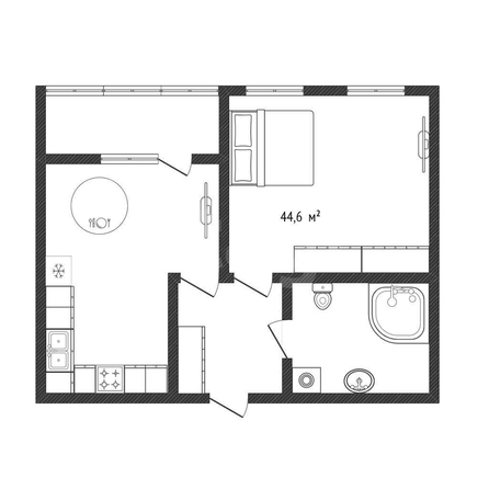 
  Продается 1-комн. квартира 44.6 м². Фото 1.