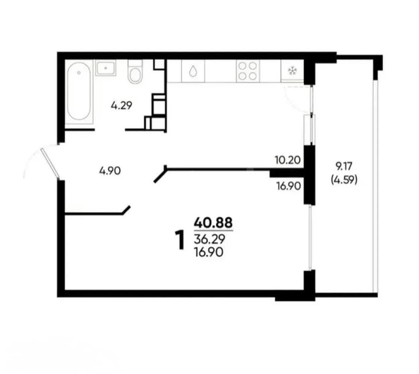 
  Продается 1-комн. квартира 36.1 м². Фото 1.