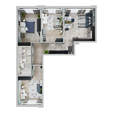 
  Продается 3-комн. квартира 77.1 м², в ЖК Зеленая территория, литера 1.2. Фото 2.