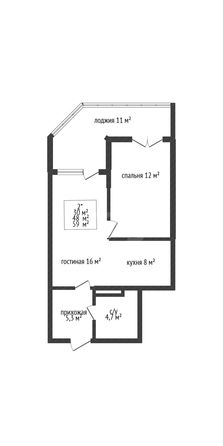 
  Продается 1-комн. квартира 53 м², в ЖК Титаны, литера 4. Фото 1.