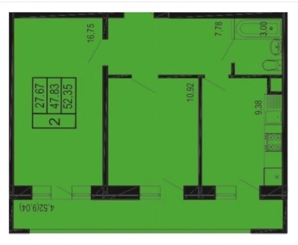 
  Продается 2-комн. квартира 45.7 м². Фото 10.