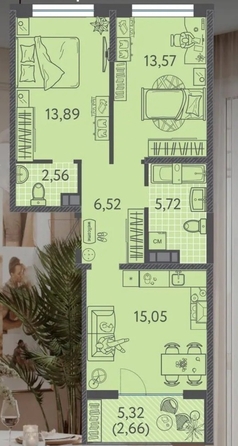 
  Продается 2-комн. квартира 62 м², в ЖК Клубный квартал «Друзья», лит 1. Фото 26.
