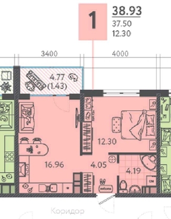 
  Продается 1-комн. квартира 42 м², в ЖК Клубный квартал «Друзья», лит 1. Фото 28.