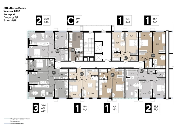 
  Продается 1-комн. квартира 47.7 м², в ЖК ДОГМА ПАРК, лит 20. Фото 2.