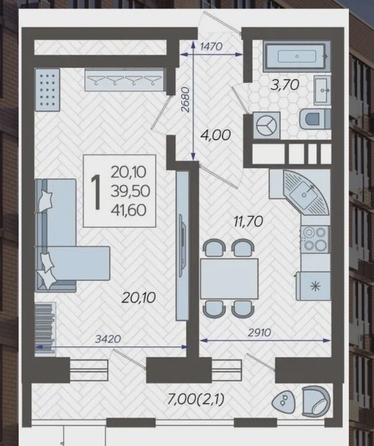 
  Продается 1-комн. квартира 41 м². Фото 17.