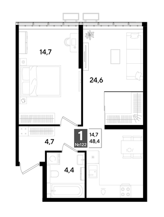 
  Продается 1-комн. квартира 48.4 м², в ЖК ДОГМА ПАРК, литера 18. Фото 1.