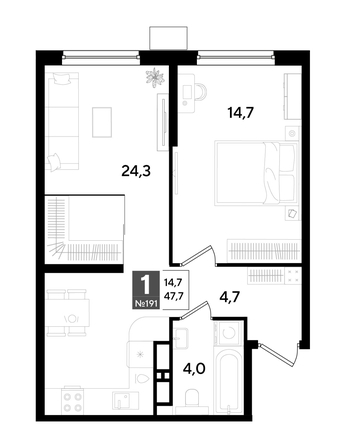 
  Продается 1-комн. квартира 47.7 м², в ЖК ДОГМА ПАРК, литера 18. Фото 1.
