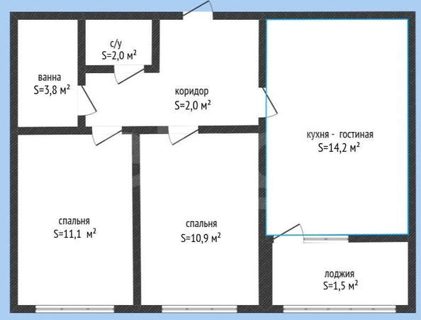 
  Продается 2-комн. квартира 50 м². Фото 1.