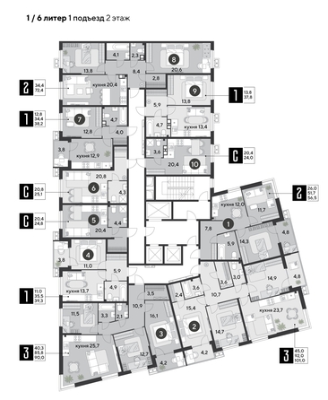 
  Продается 3-комн. квартира 101 м², в ЖК Парк Победы 2, литера 6. Фото 2.