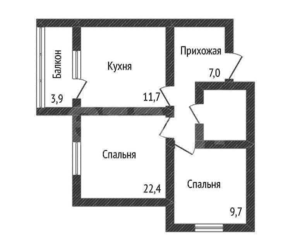 
  Продается 2-комн. квартира 45.3 м². Фото 1.