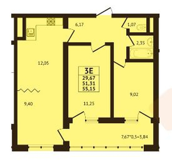 
   Продам 3-комнатную, 57 м², Российская ул, 267к4

. Фото 2.