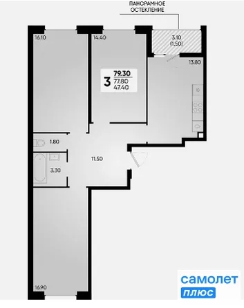 
  Продается 3-комн. квартира 78.7 м², в ЖК Архитектор, литера 4.2. Фото 19.