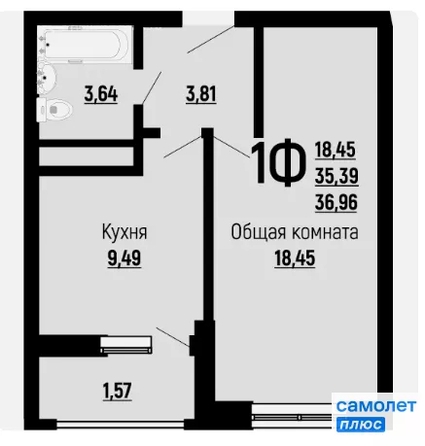 
  Продается 1-комн. квартира 37 м², в ЖК Славянка, литера 10. Фото 13.