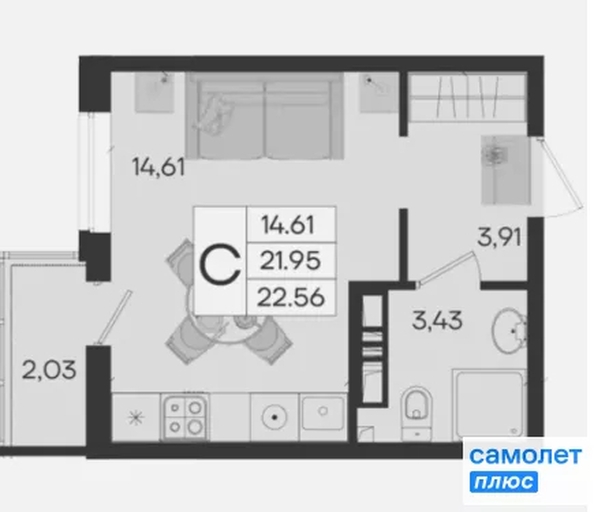 
  Продается студия 22.56 м², в ЖК Дом 101. Фото 15.