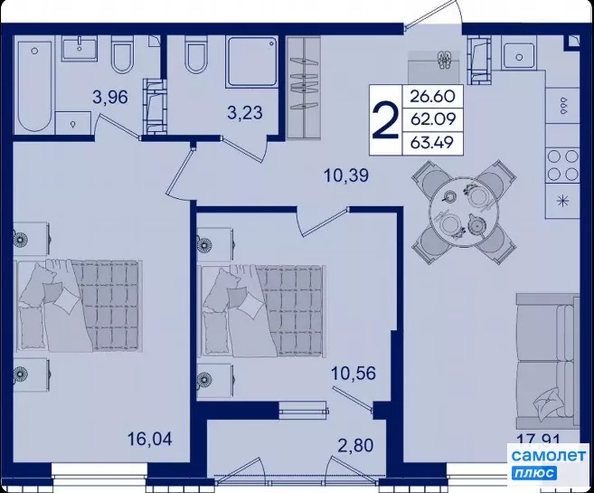 
  Продается 2-комн. квартира 63.5 м², в ЖК Дом 101. Фото 15.