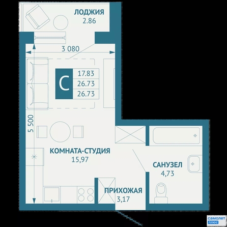 
  Продается студия 26.7 м², в ЖК ИНАЧЕ в Молодежном, литер 1. Фото 15.