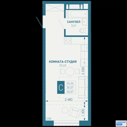 
  Продается студия 30.1 м², в ЖК ИНАЧЕ в Молодежном, литер 1. Фото 15.