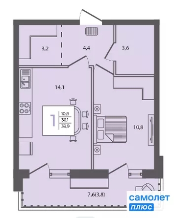 
  Продается 1-комн. квартира 39.9 м². Фото 13.