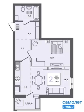 
  Продается 1-комн. квартира 46.8 м². Фото 13.